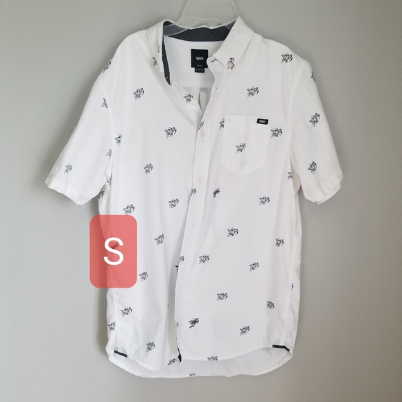 Vans men's small white and black cupid button-up short sleeved cotton sh… - Picture 4 of 8